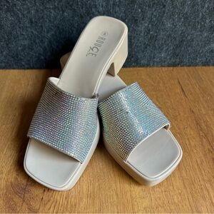 BARBIE Nude Platform Rhinestone Sandals